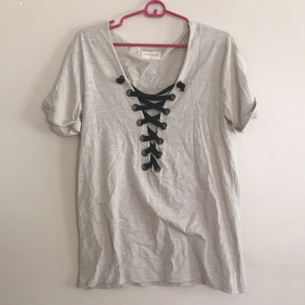 Grey lace up shirt
